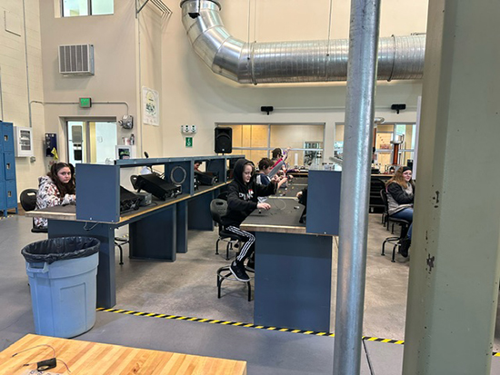 Students sitting at lab tables in the Industrial technology Center.
