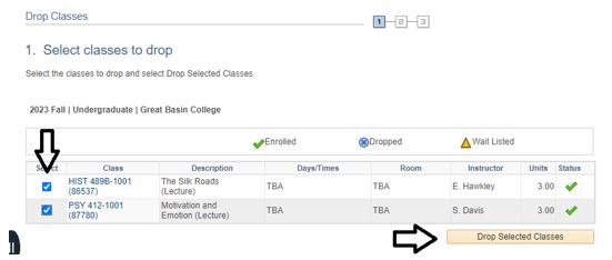 Example Select Classes to Drop
