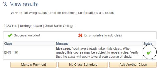 Example Successfully Added Course