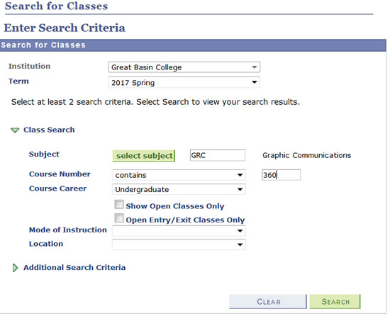 Search MyGBC for classes picture 1 