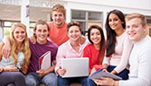 A group of students gather outdoors graphic