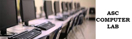 ASC Computer Lab, lab computers on desks graphic.