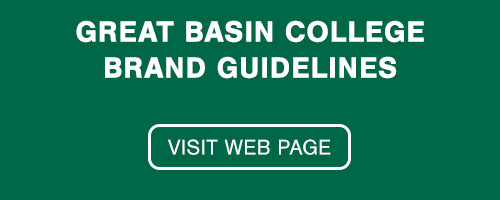 Great Basin College Brand Guidelines and Visit web page in text with a document icon.