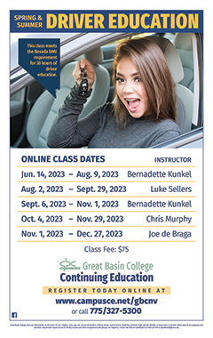 Young female driver in car holding car keys, with additional drivers education information.