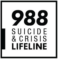 988 Suicide and Crisis Lifeline graphic with English text.